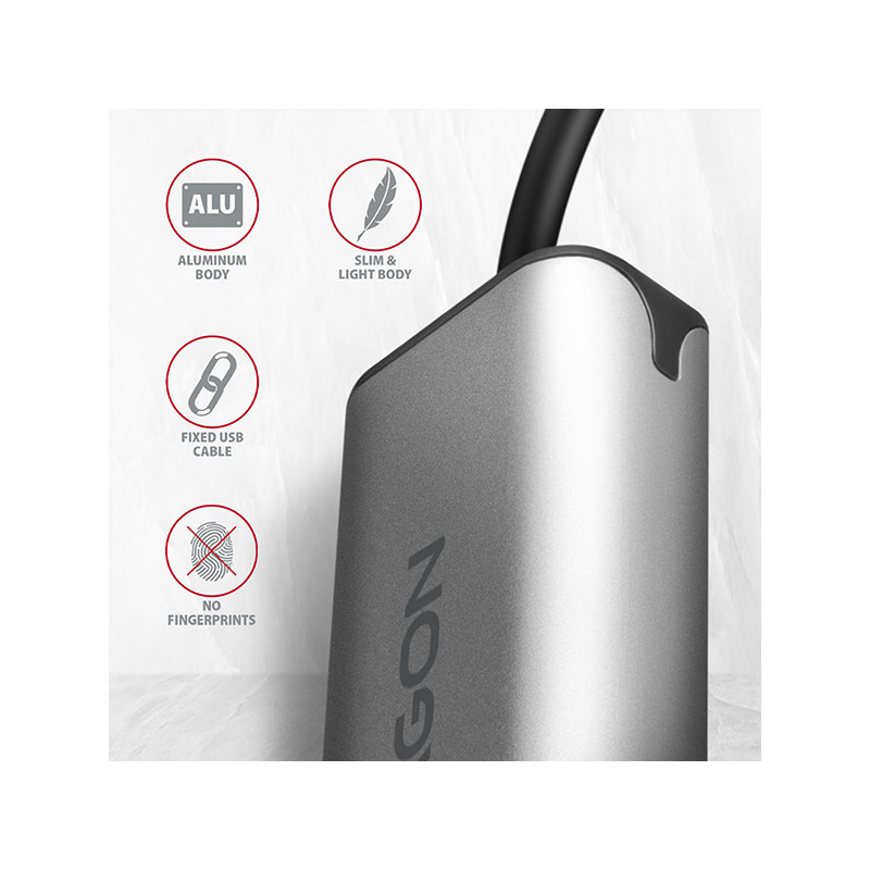 AXAGON ADE-25R USB-A 3.2 Gen 1 - 2.5 Gigabit Ethernet sieťová karta, Realtek 8156, auto install, sivá