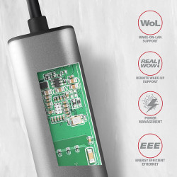 AXAGON ADE-25R USB-A 3.2 Gen 1 - 2.5 Gigabit Ethernet sieťová karta, Realtek 8156, auto install, sivá