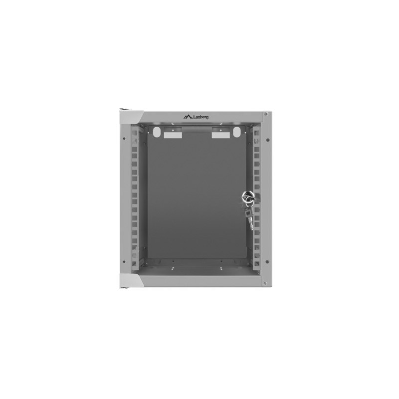 LANBERG RACKOVÁ SKRIŇA 10'' NÁSTENNÁ 6U/280X310 (FLAT PACK) S PRESKLENÝMI DVERMI ŠEDÁ