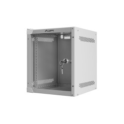 LANBERG RACKOVÁ SKRIŇA 10'' NÁSTENNÁ 6U/280X310 (FLAT PACK) S PRESKLENÝMI DVERMI ŠEDÁ