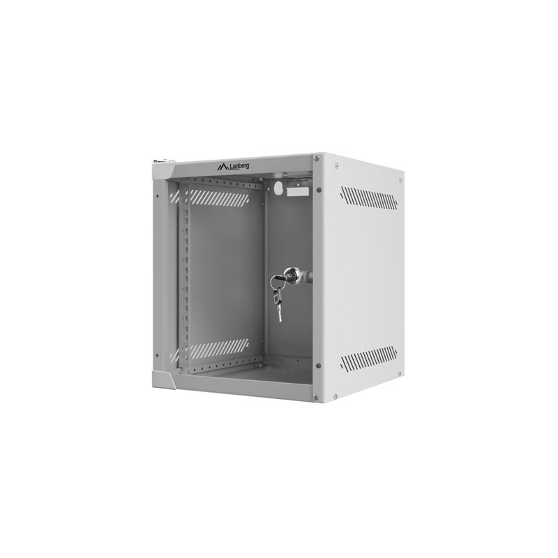 LANBERG RACKOVÁ SKRIŇA 10'' NÁSTENNÁ 6U/280X310 (FLAT PACK) S PRESKLENÝMI DVERMI ŠEDÁ