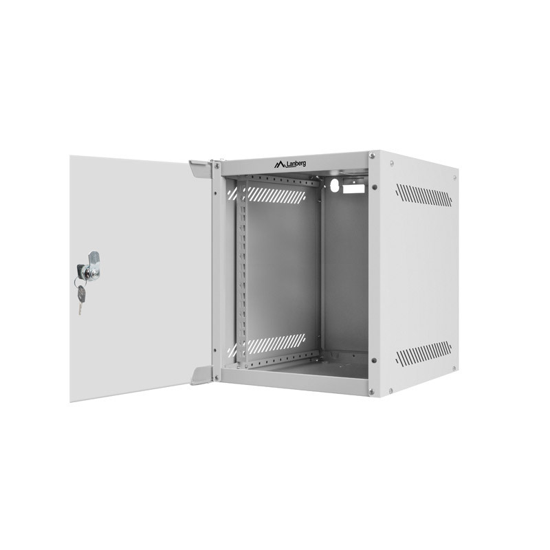 LANBERG RACKOVÁ SKRIŇA 10'' NÁSTENNÁ 6U/280X310 (FLAT PACK) S PRESKLENÝMI DVERMI ŠEDÁ