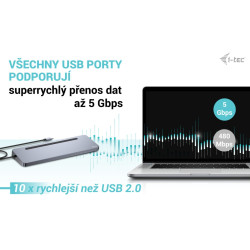 i-tec USB-C Metal Ergonomic 3x 4K Display Docking Station, Power Delivery 100 W