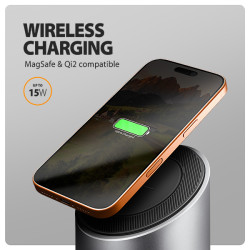 AXAGON HMC-WL9, USB 10Gbps húb s Qi, 3x USB-A, USB-C, HDMI a DP 4k/60Hz, RJ-45, PD 100W, kábel 60cm