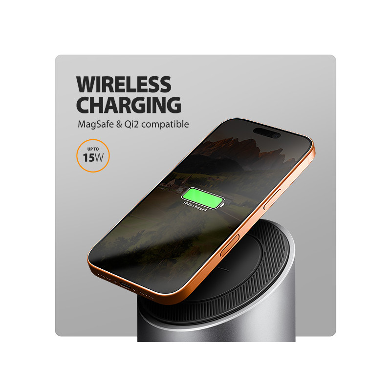 AXAGON HMC-WL9, USB 10Gbps húb s Qi, 3x USB-A, USB-C, HDMI a DP 4k/60Hz, RJ-45, PD 100W, kábel 60cm