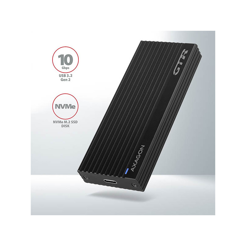 AXAGON EEM2-GTR, USB-C 3.2 Gen 2 - M.2 NVMe SSD kovový THIN RIB box