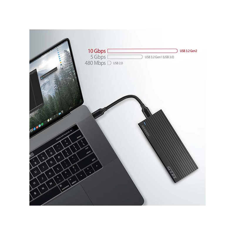 AXAGON EEM2-GTR, USB-C 3.2 Gen 2 - M.2 NVMe SSD kovový THIN RIB box