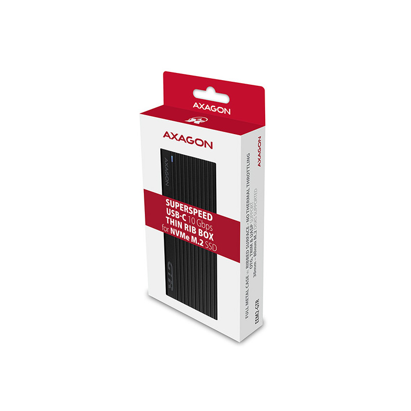 AXAGON EEM2-GTR, USB-C 3.2 Gen 2 - M.2 NVMe SSD kovový THIN RIB box