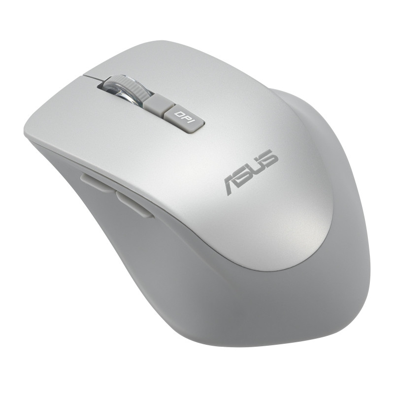 ASUS WT425/Ergonomická/Optická/Pre pravákov/1 600 DPI/Bezdrôtové USB/Strieborná