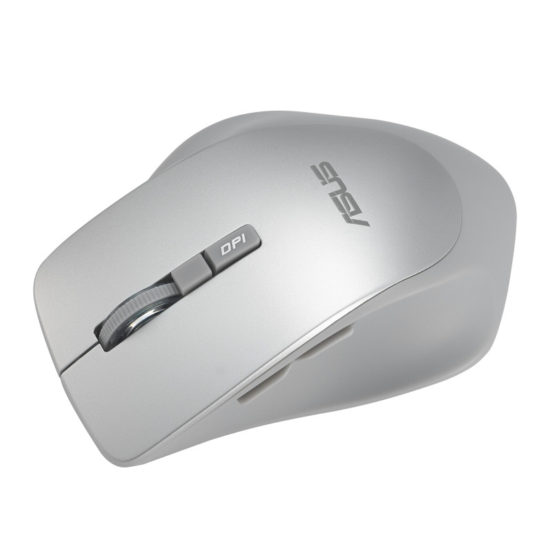ASUS WT425/Ergonomická/Optická/Pre pravákov/1 600 DPI/Bezdrôtové USB/Strieborná