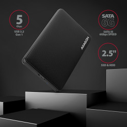 AXAGON EE25-SL, USB 3.2 Gen 1 - SATA 6G, 2.5'' SLIDE box, bezšroubový, černý