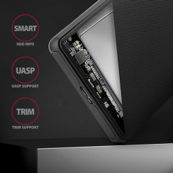 AXAGON EE25-SL, USB 3.2 Gen 1 - SATA 6G, 2.5'' SLIDE box, bezšroubový, černý