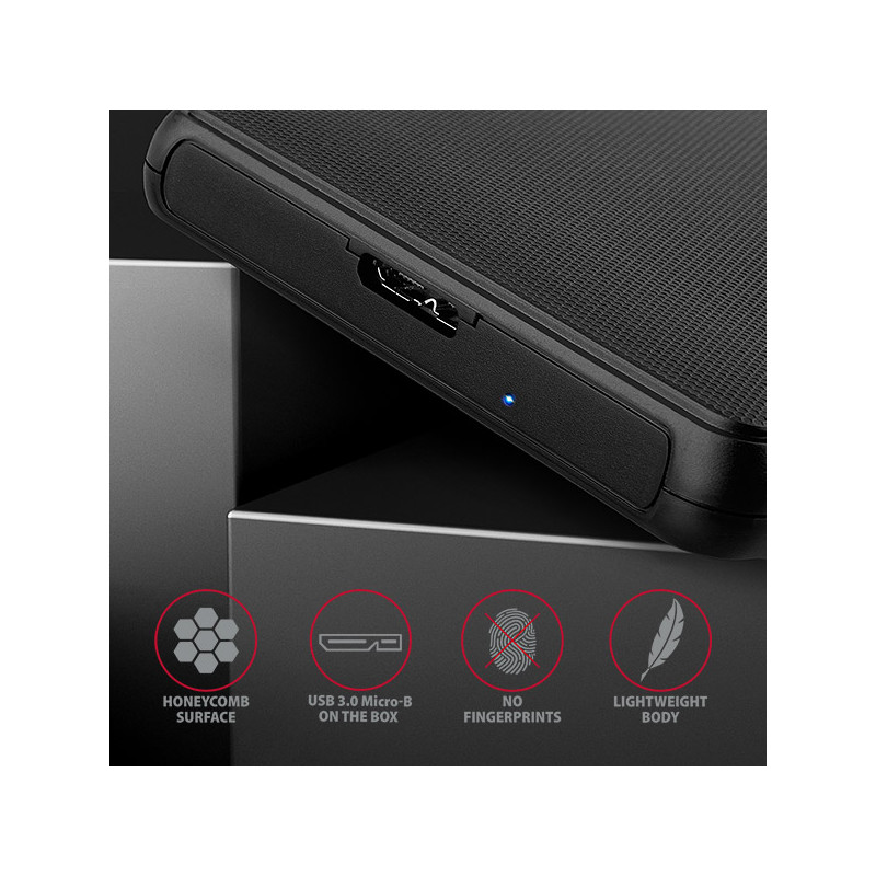 AXAGON EE25-SL, USB 3.2 Gen 1 - SATA 6G, 2.5'' SLIDE box, bezšroubový, černý