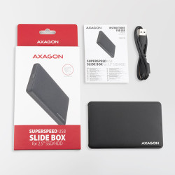 AXAGON EE25-SL, USB 3.2 Gen 1 - SATA 6G, 2.5'' SLIDE box, bezšroubový, černý