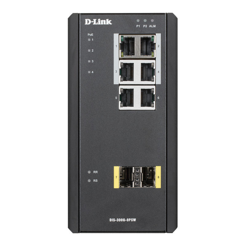 D-Link DIS-300G-8PSW Industrial Gigabit Manažérsky PoE Switch with SFP slots