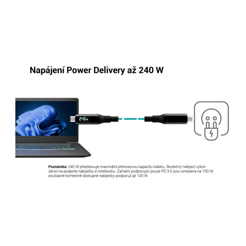 i-tec Thunderbolt 4/USB4 Class Pro Cable 240W s LCD (40Gbps, 150cm)