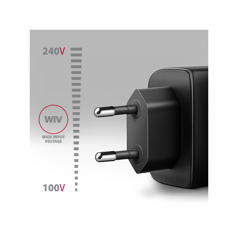 AXAGON ACU-PQ45 GaN nabíjačka do siete 45W, 2x port (USB-A + USB-C), PD3.0/PPS/QC4+/SFC 2.0/AFC/Apple