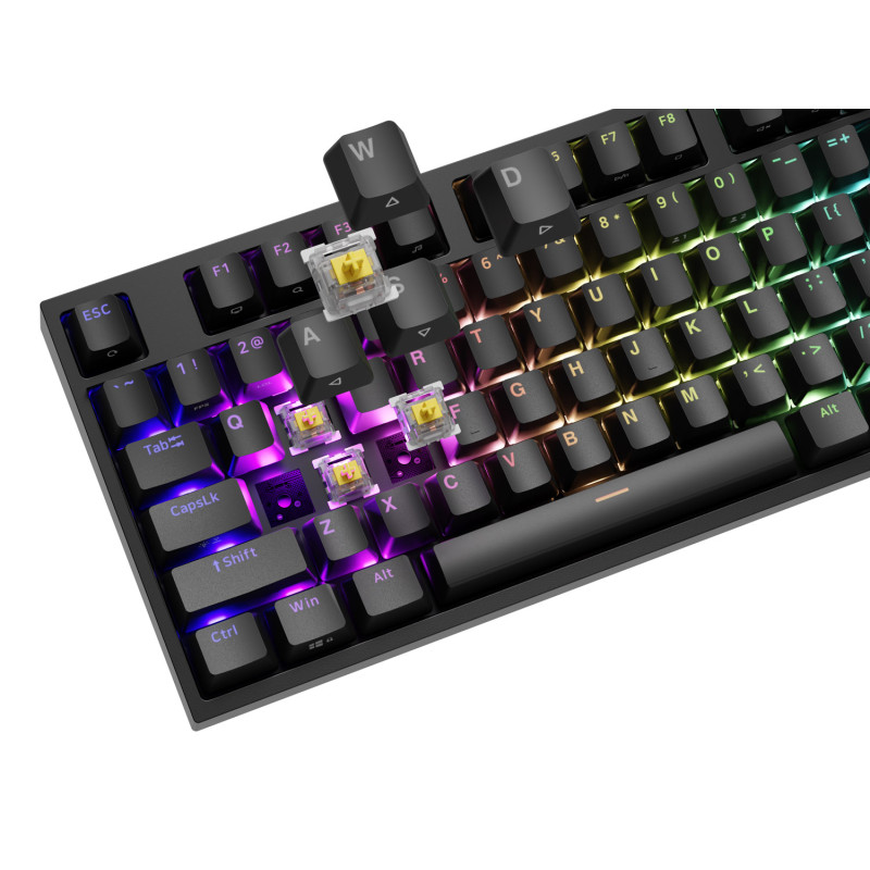Herná mechanická klávesnica Genesis THOR 404/RGB/Gateron Yellow Pro/Drôtové USB-A/US layout/Čierna
