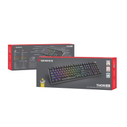 Herná mechanická klávesnica Genesis THOR 404/RGB/Gateron Yellow Pro/Drôtové USB-A/US layout/Čierna