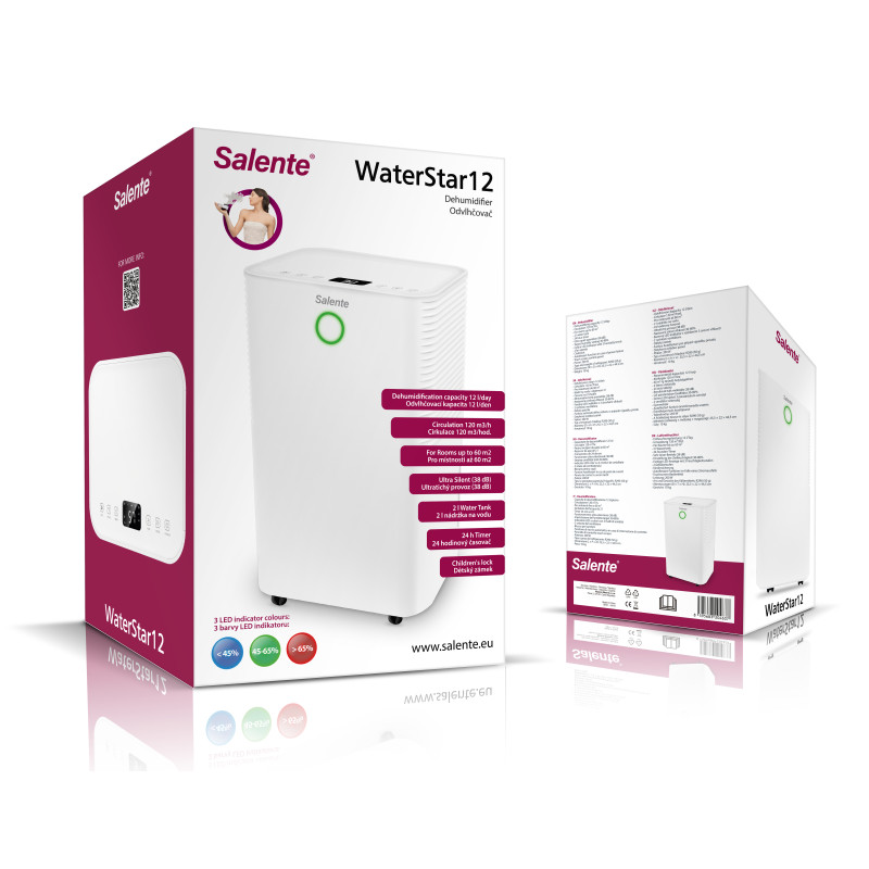 Salente WaterStar12, odvlhčovač vzduchu, 12l/deň, biely