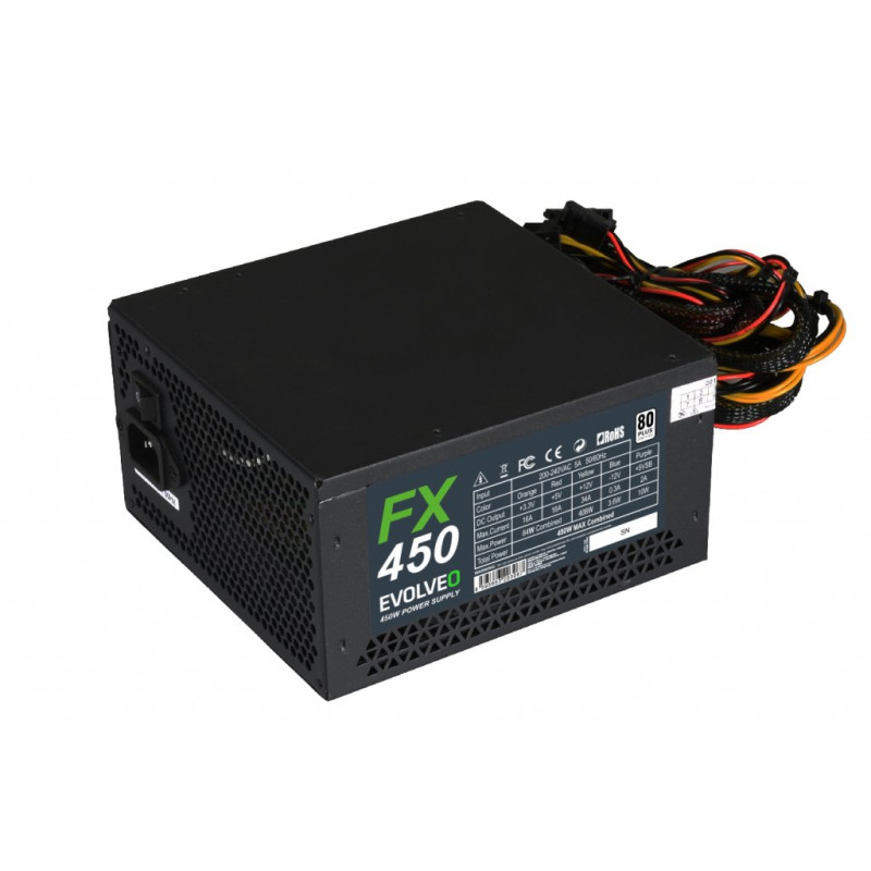EVOLVEO FX 450, zdroj 450W ATX, 14cm, 80+, White, 3YRW