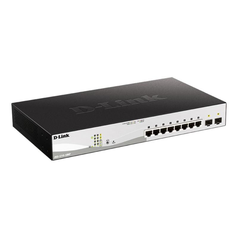D-Link DGS-1210-10MP/E 10-Port Gigabit PoE+ Smart Switch inc. 2x SFP Ports, POE budget 130W