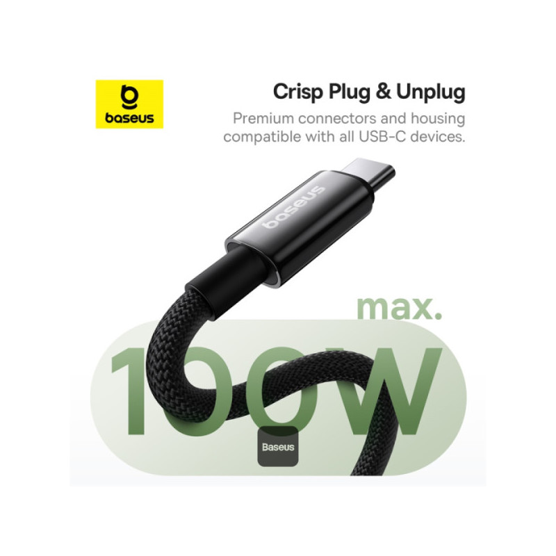NONAME - Baseus dátový magnetický kábel Tungsten Gold USB-C/USB-C 1m 100W černý