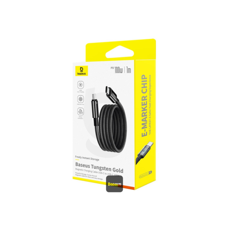 NONAME - Baseus dátový magnetický kábel Tungsten Gold USB-C/USB-C 1m 100W černý