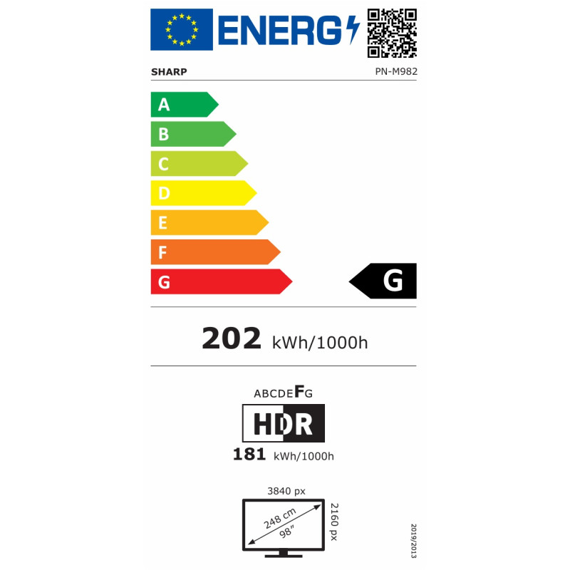 SHARP/NEC - 98'' LED SHARP M982,3840x2160,24/7,500cd