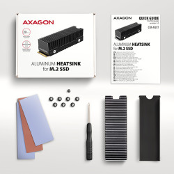 AXAGON CLR-M2XT, hliníkový pasívny chladič pre jedno aj oboustranný M.2 SSD disk, výška 24 mm