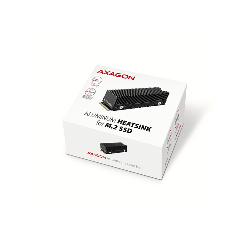 AXAGON CLR-M2XT, hliníkový pasívny chladič pre jedno aj oboustranný M.2 SSD disk, výška 24 mm