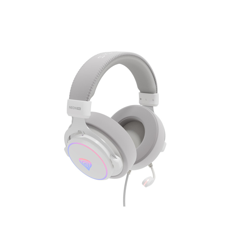 Herné slúchadlá s mikrofónom Genesis NEON 764/7.1/USB/Drôt/Stand/Biela
