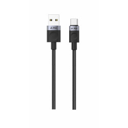 TEXTILNÝ KÁBEL USB-A / USB-C 1,5M, USB 2.0 ČIERNY