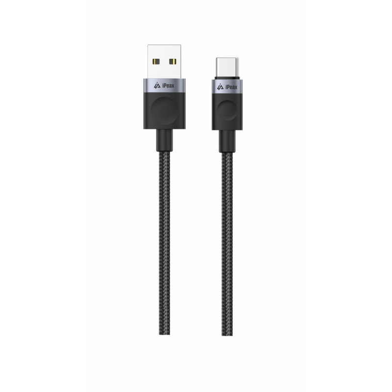 TEXTILNÝ KÁBEL USB-A / USB-C 1,5M, USB 2.0 ČIERNY