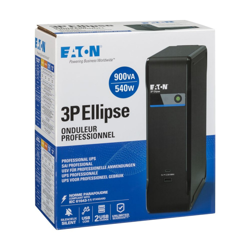 Eaton UPS1/1 fáza, 900VA - 3P Ellipse 900 USB IEC