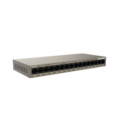 Tenda TEG1016M 16-port Gigabit Switch, 16x 10/100/1000 Mb/s, Fanless, MAC 8K, napájanie AC/DC, aj múr