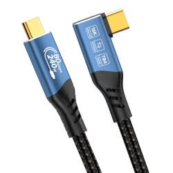 PremiumCord USB4™ Version2.0 80Gbps 16K@60Hz 240W Thunderbolt 3 a 4 kábel zahnutý 1,5m