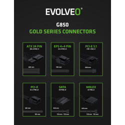 EVOLVEO G850, 850W/ ATX 3.1/ 80+ GOLD/ Modular