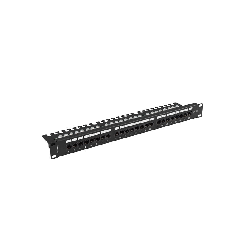 LANBERG PATCH PANEL 24 PORTOV 1U 19'' CAT.5E UTP S POLICIOU ČIERNY