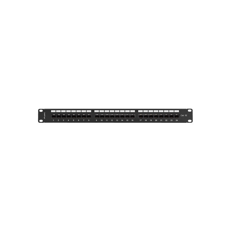LANBERG PATCH PANEL 24 PORTOV 1U 19'' CAT.5E UTP S POLICIOU ČIERNY
