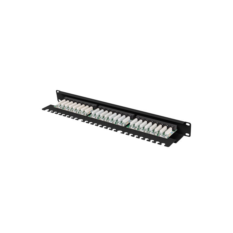 LANBERG PATCH PANEL 24 PORTOV 1U 19'' CAT.5E UTP S POLICIOU ČIERNY