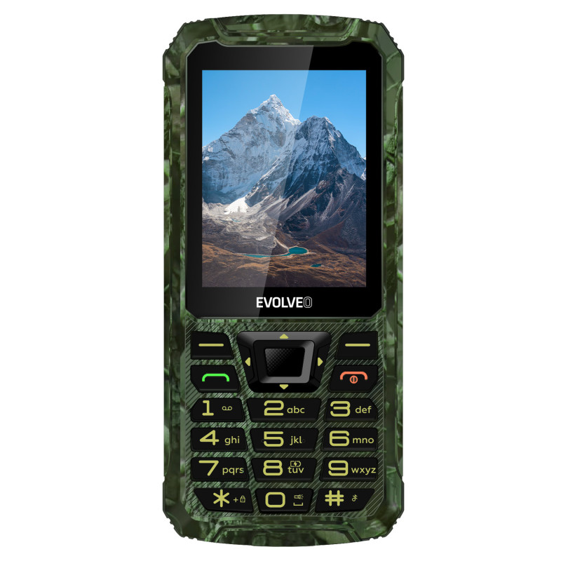 EVOLVEO StrongPhone Z6, IP68 odolný Dual SIM telefón, 2,8'' LCD, 4000mAh, Powerbanka, lovec. kamufláž