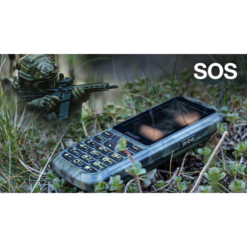 EVOLVEO StrongPhone Z6, IP68 odolný Dual SIM telefón, 2,8'' LCD, 4000mAh, Powerbanka, lovec. kamufláž