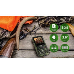EVOLVEO StrongPhone Z6, IP68 odolný Dual SIM telefón, 2,8'' LCD, 4000mAh, Powerbanka, lovec. kamufláž