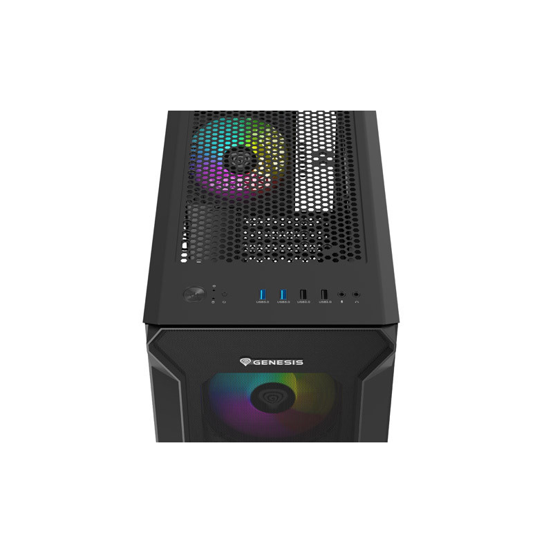 Počítačová skriňa Genesis IRID 505 ARGB V2/Midi Tower/Transpar./Čierna