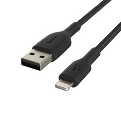 BELKIN kábel opletaný USB-A - Lightning, 1m, černý