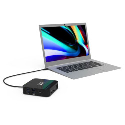 NONAME - PORT CONNECT USB-C Dokovacia stanica 10v1, 2x4K Display Port, 5x USB-A, USB-C 85W PD, Ethernet, SD