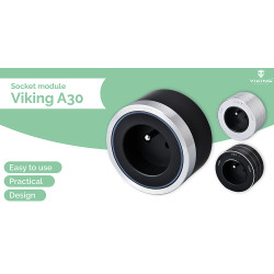 Zásuvkový modul Viking A30B, čierna/výstupy - 1xAC/výkon až 2500W/230V,16A,50Hz/Zásuvka typu F