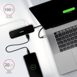 AXAGON HMC-6H4A, USB 3.2 Gen 1 húb, porty 4x USB-A, HDMI 4k/30Hz, PD 100W, kábel USB-C 20cm
