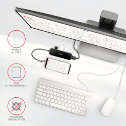 AXAGON HMC-6H4A, USB 3.2 Gen 1 húb, porty 4x USB-A, HDMI 4k/30Hz, PD 100W, kábel USB-C 20cm